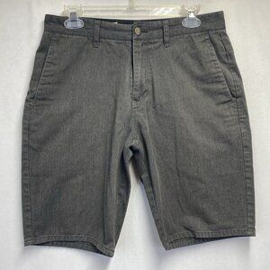 Volcom Corpo Class Casual Chino Shorts Men Size 30 Charcoal Slash Pockets Used